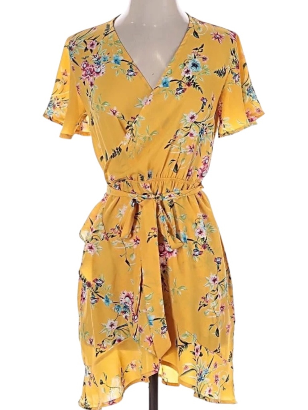 Shinestar Dress V-Neck Ruffles Large